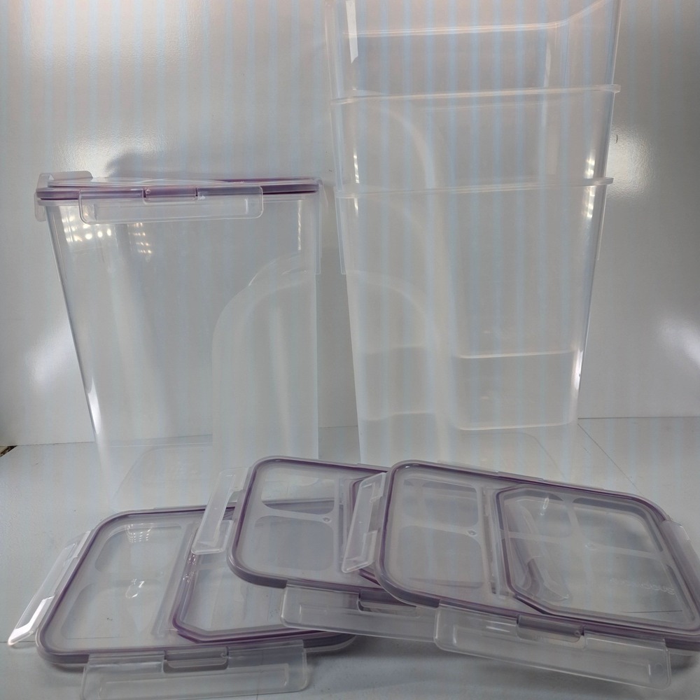 Set of 4 Snapware Airtight Storage Cereal Container Clear Plastic Flip Top Lid